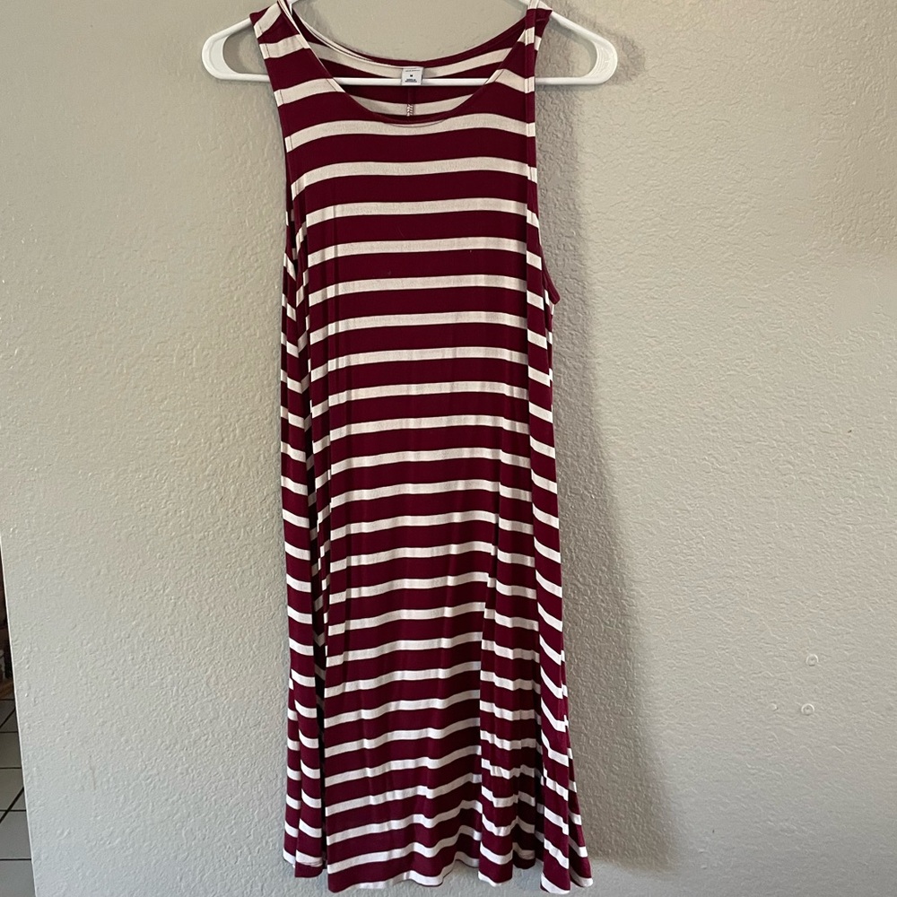 Maroon stripe t shirt dress